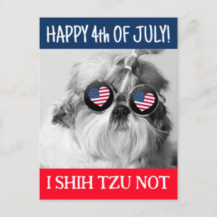 Glückwunsch 4. Juli i shih tzu nicht Hund USA Flag Postkarte