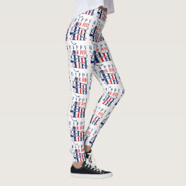 Glückwunsch 4. Juli Independence Day Text Design Leggings