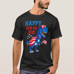 Glückwunsch 4. Juli Kinder Jungen Dinosaurier Amer T-Shirt