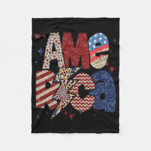 Glückwunsch 4. Juli Leopard US-amerikanische Flagg Fleecedecke