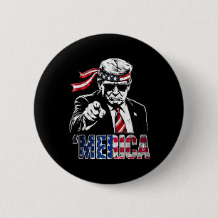 Glückwunsch 4. Juli Merica Trump American Flag USA Button