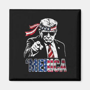 Glückwunsch 4. Juli Merica Trump American Flag USA Magnet