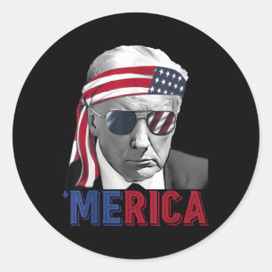 Glückwunsch 4. Juli Merica Trump American Flag USA Runder Aufkleber
