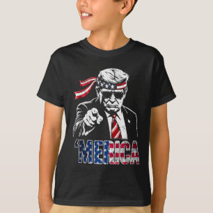 Glückwunsch 4. Juli Merica Trump American Flag USA T-Shirt