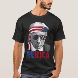 Glückwunsch 4. Juli Merica Trump American Flag USA T-Shirt