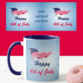 Glückwunsch 4. Juli mit amerikanischer Fahne Werbe Tasse