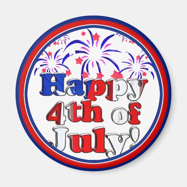 Glückwunsch 4. Juli mit Feuerwerk Magnet (Vorne)