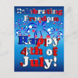 Glückwunsch 4. Juli mit Feuerwerk Postkarte