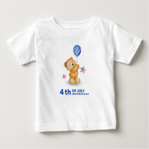 Glückwunsch 4. Juli Niedlich Teddy Bär Baby T-shirt