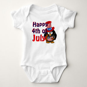 Glückwunsch 4. Juli Niedliche Patriotische Pinguin Baby Strampler