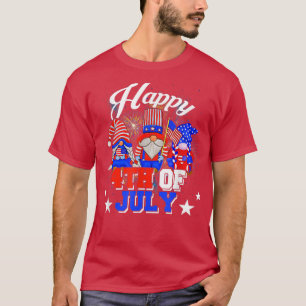 Glückwunsch 4. Juli Niedlichen Gnomes American Fla T-Shirt