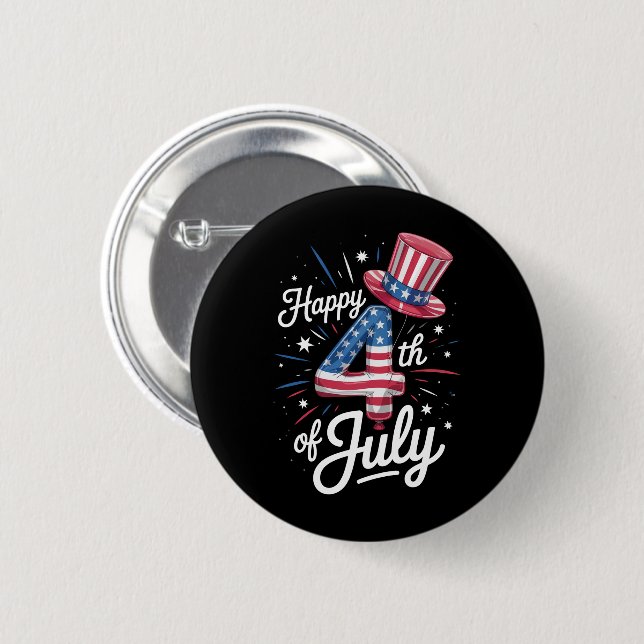 Glückwunsch 4. Juli Patriotic American Flag USA Button (Vorne & Hinten)