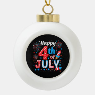 Glückwunsch 4. Juli Patriotic American Flag USA Keramik Kugel-Ornament