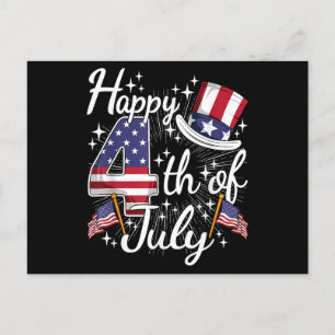 Glückwunsch 4. Juli Patriotic American Flag USA Mä Feiertagspostkarte