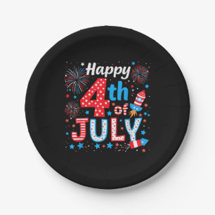 Glückwunsch 4. Juli Patriotic American Flag USA Pappteller