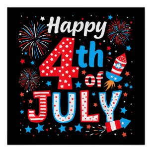 Glückwunsch 4. Juli Patriotic American Flag USA Poster