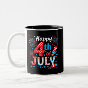 Glückwunsch 4. Juli Patriotic American Flag USA Zweifarbige Tasse