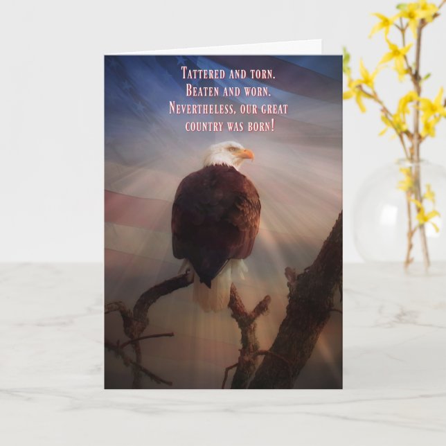 Glückwunsch 4. Juli Patriotic Bald Adler und Flagg Karte (Gelbe Blume)