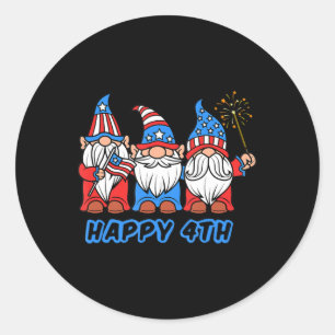 Glückwunsch 4. Juli Patriotic Pride Gnomes Indepen Runder Aufkleber