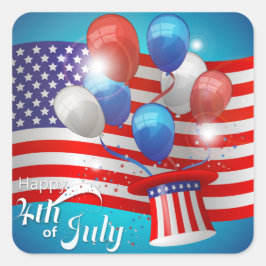Glückwunsch 4. Juli Patriotic Quadratischer Aufkleber