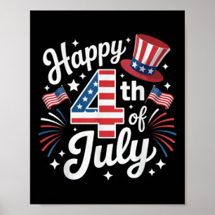 Glückwunsch 4. Juli Patriotische amerikanische Fla Poster