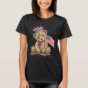 Glückwunsch 4. Juli Patriotische Niedliche Bärenfr T-Shirt