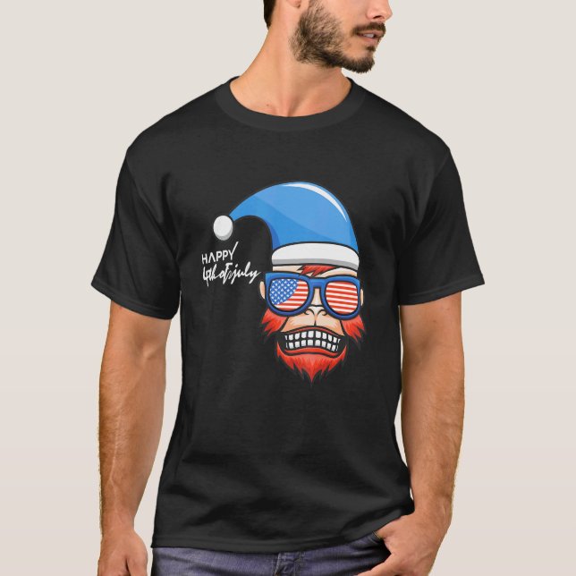 Glückwunsch 4. Juli Patriotischer Affe T-Shirt (Vorderseite)