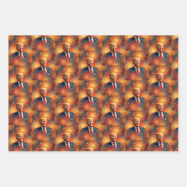 Glückwunsch 4. Juli Präsident Trump farbenfrohe Fe Geschenkpapier Set