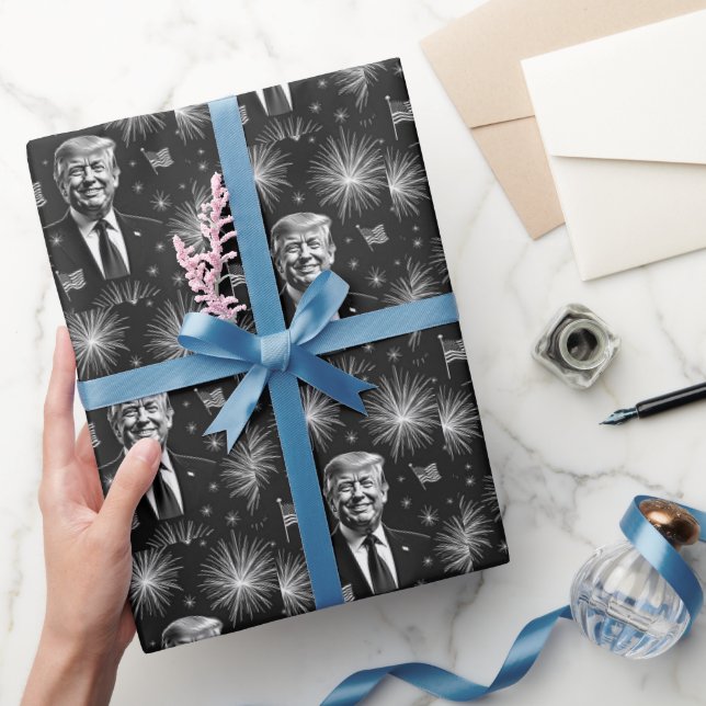 Glückwunsch 4. Juli Präsident Trump Fireworks Inde Geschenkpapier (Schenken)