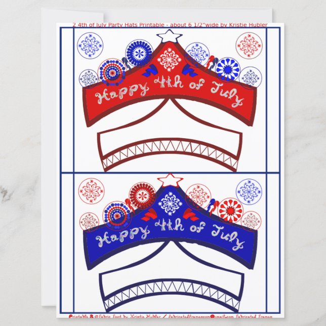Glückwunsch 4. Juli Red White Blue Party Hats Hand (Vorderseite)