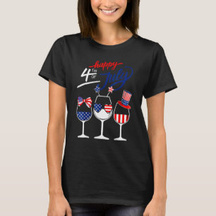 Glückwunsch 4. Juli Red White Blue Wine Glass Amer T-Shirt
