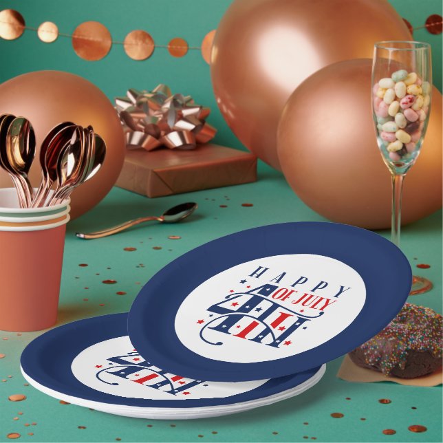 Glückwunsch 4. Juli Rot Weiß und Blau Pappteller (Multi)