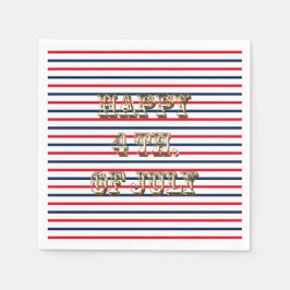 Glückwunsch 4. Juli rot-weiße Streifen patriotisch Serviette