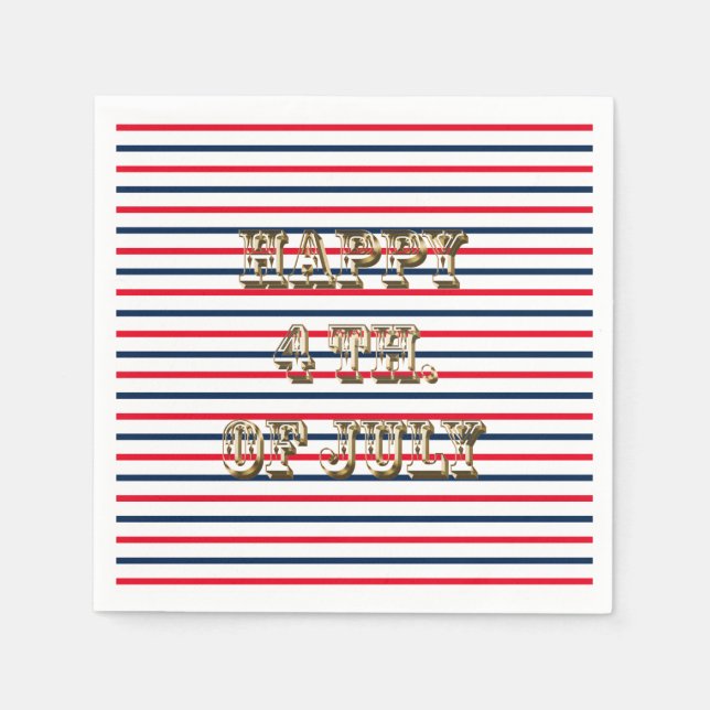 Glückwunsch 4. Juli rot-weiße Streifen patriotisch Serviette (Vorderseite)