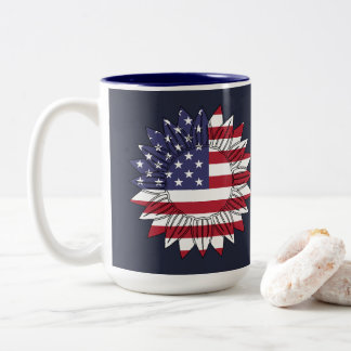 Glückwunsch 4. Juli Sonnenblumenflagge Zweifarbige Tasse