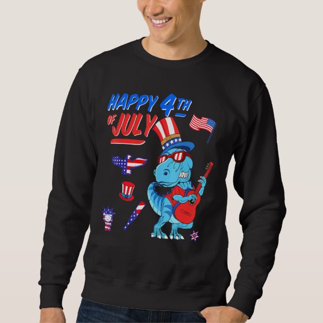 Glückwunsch 4. Juli T Rex Dino Dinosaur Baby Klein Sweatshirt (Vorderseite)