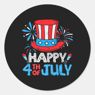 Glückwunsch 4. Juli Top Hat US Flag Patriotische M Runder Aufkleber