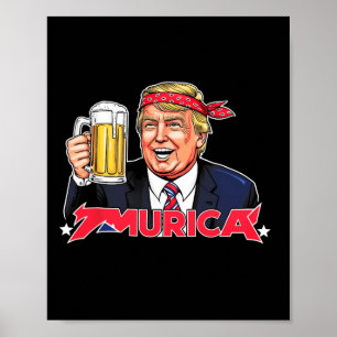 Glückwunsch 4. Juli Trump Amerikanische Flagge Mer Poster