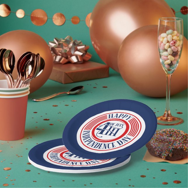 Glückwunsch 4. Juli Unabhängigkeitstag Abzeichen D Pappteller (Multi)