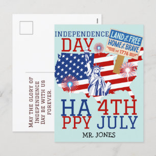 Glückwunsch 4. Juli Unabhängigkeitstag Amerika Par Feiertagspostkarte