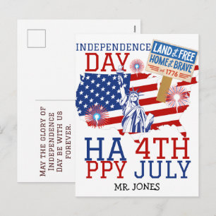 Glückwunsch 4. Juli Unabhängigkeitstag Amerika Par Feiertagspostkarte