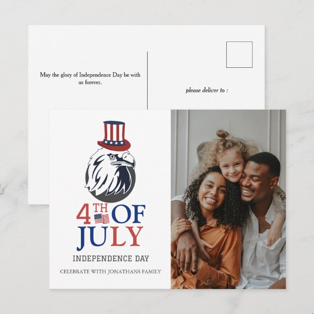 Glückwunsch 4. Juli Unabhängigkeitstag Foto Feiertagspostkarte (Vorne/Hinten)