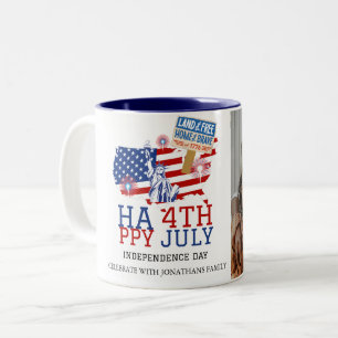 Glückwunsch 4. Juli Unabhängigkeitstag Foto Zweifarbige Tasse