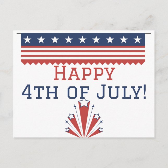 Glückwunsch 4. Juli Unabhängigkeitstag Party Postkarte (Vorderseite)