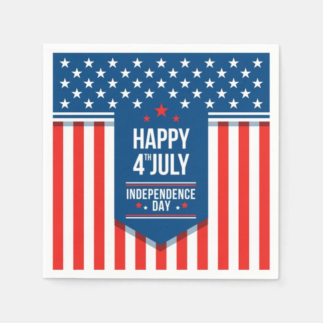 Glückwunsch 4. Juli US Flagge Serviette (Vorderseite)