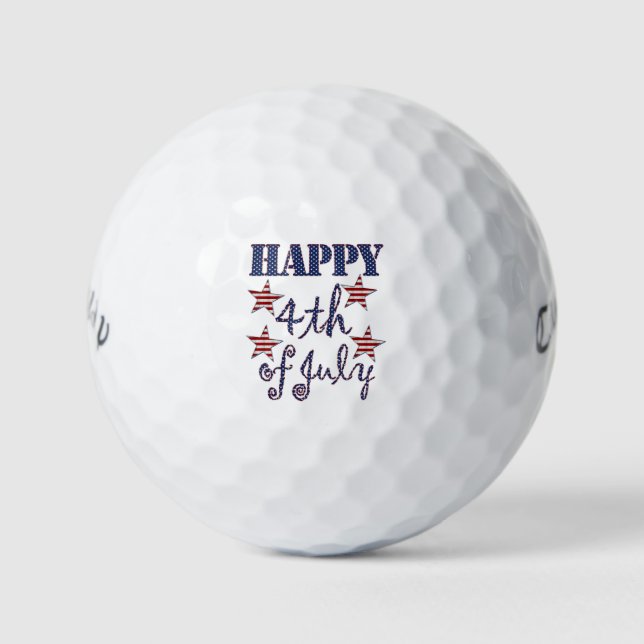 Glückwunsch 4. Juli US Flagge Typografie Golfball (Vorderseite)