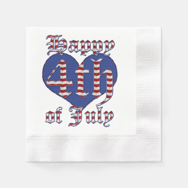 Glückwunsch 4. Juli US Flagge Typografie Nickerche Serviette (Vorderseite)