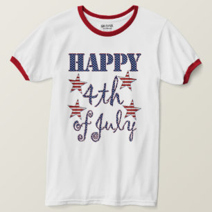 Glückwunsch 4. Juli US Flagge Typografie T-Shirt
