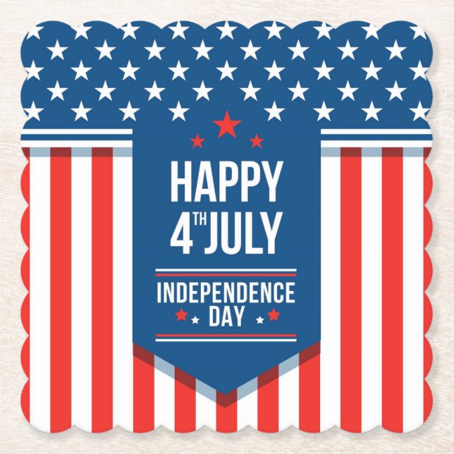 Glückwunsch 4. Juli US Flagge Untersetzer (Vorderseite)
