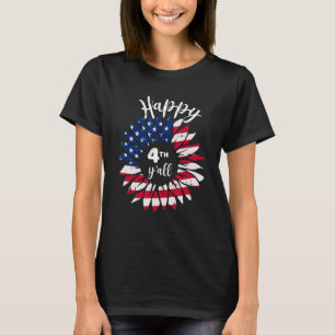 Glückwunsch 4. Juli Vintage Sonnenblumenflagge T-Shirt